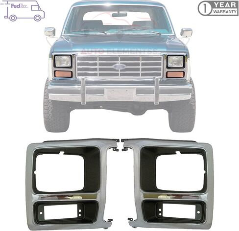 المصباح الأمامي الزخارف الكروم مجموعة من 2 ل 1982-1986 فورد برونكو/F-150 F-250 F-350 استبدال مباشر E2TZ13064B E2TZ13064A in Kuwait