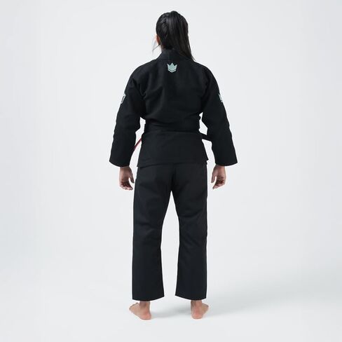 KINGZ Balistico 4.0 للسيدات Jiu Jitsu Gi - أسود، IBJJF 2024 قانوني، سترة منسوجة باللؤلؤ 480 جرام لكل متر مربع وبنطلون Ripstop بوزن 8 أونصة in Kuwait