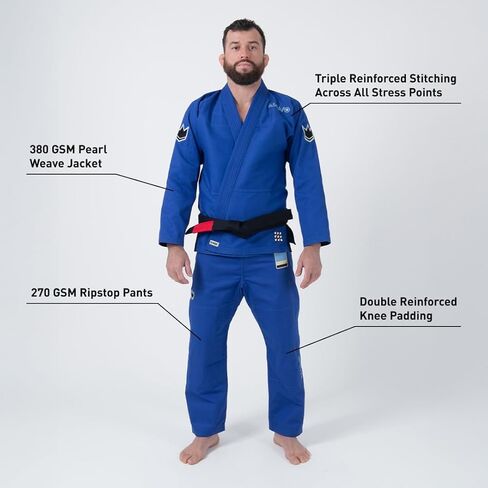 KINGZ Nano 3.0 رجالي Jiu Jitsu Gi - IBJJF 2024 قانوني، سترة منسوجة باللؤلؤ وبنطلون Ripstop بوزن 8 أونصة in Kuwait