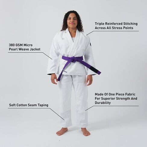 KINGZ Kore V2 للسيدات Jiu Jitsu Gi - IBJJF قانوني، كيمونو خفيف الوزن، خياطة معززة، رباط حبل in Kuwait
