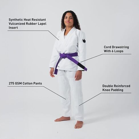 KINGZ Kore V2 للسيدات Jiu Jitsu Gi - IBJJF قانوني، كيمونو خفيف الوزن، خياطة معززة، رباط حبل in Kuwait