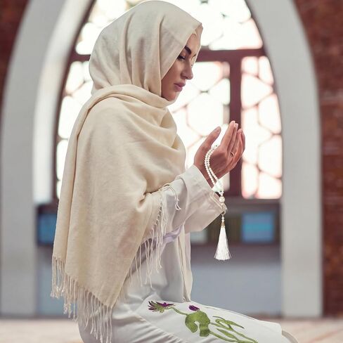 4 مجموعات من Mepase هدايا عيد رمضان للنساء تتضمن هدايا الصلاة الإسلامية الإسلامية وشاح حجاب ناعم وشال تسبيح مسلم وخرز صلاة ANG Boxesramadan عيد الفطر والحج مبارك حفل زفاف (بيج) in Saudi Arabia
