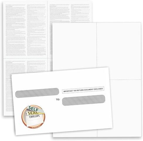 NextDayLabels - نماذج ضرائب الموظفين W-2 4-Up، تعليمات على الظهر "لعام 2025، لطابعة الليزر/النافثة للحبر. متوافقة مع QuickBooks وبرامج المحاسبة وما إلى ذلك. (حزمة من 100 ورقة) in Kuwait