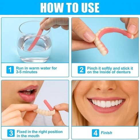 طقم أسنان يمكنك صنعه بنفسك لمظهر الابتسامة - مجموعة أسنان مزيفة ملائمة حسب الطلب مع ألواح علوية وسفلية، مادة راتنجية، سهلة الاستخدام في المنزل لتعزيز البصر in Kuwait