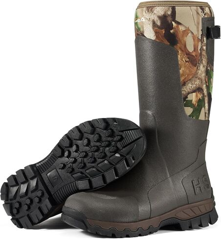HISEA Men's Tall Boot with Arctic Ice Grip, Waterproof Rubber Rain Boots, Insulated Neoprene Warm Mud Boots for Outdoor Work Hunting in Saudi Arabia