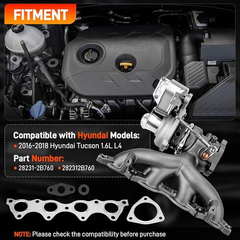 طقم شاحن توربيني مع حشية متوافق مع 2016-2018 Hyundai Tucson 1.6L L4، استبدال شاحن توربو # 28231-2B760 282312B760 in Kuwait