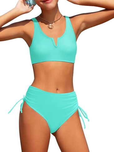 AMAWMW Girls Swimsuit Solid Color Cutout Bikini Sets Adjustable Straps Two Piece Bathing Suit Swimwear with Chest Pad 7-16Y in Kuwait