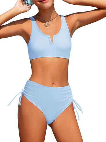 AMAWMW Girls Swimsuit Solid Color Cutout Bikini Sets Adjustable Straps Two Piece Bathing Suit Swimwear with Chest Pad 7-16Y in Kuwait
