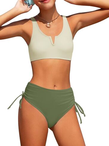 AMAWMW Girls Swimsuit Solid Color Cutout Bikini Sets Adjustable Straps Two Piece Bathing Suit Swimwear with Chest Pad 7-16Y in Kuwait