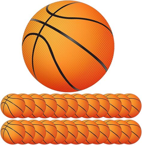 25 Pcs Double-Sided Basketball Cutouts, 7.9 in Large Paper Decorations for Classroom Bulletin Board, Door & Wall, Sports Party Decor, Includes Glue Dots in Kuwait