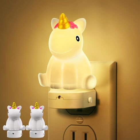 DORESshop Night Light for Kids[2 Pack],3D Cute Unicorn Night Lights | Night Lights Plug into Wall with Dusk to Dawn Sensor,RGB+Soft White 3000K Night Light,Christmas Birthday Gift for Kids in Saudi Arabia