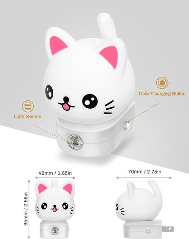 DORESshop Night Light for Kids[2 Pack],3D Cute Unicorn Night Lights | Night Lights Plug into Wall with Dusk to Dawn Sensor,RGB+Soft White 3000K Night Light,Christmas Birthday Gift for Kids in Saudi Arabia