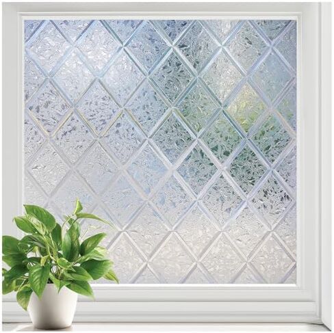 Rabbitgoo Window Privacy Film، ديكور الخصوصية نافذة الفيلم حجب الشمس، زجاج بلوري تتشبث لباب المنزل، ملصق لاصق ثابت غير لاصق يغطي مانع الحرارة، شفاف، 17.5 بوصة × 78.7 بوصة in Saudi Arabia