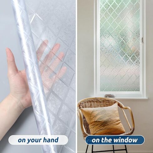 Rabbitgoo Window Privacy Film، ديكور الخصوصية نافذة الفيلم حجب الشمس، زجاج بلوري تتشبث لباب المنزل، ملصق لاصق ثابت غير لاصق يغطي مانع الحرارة، شفاف، 17.5 بوصة × 78.7 بوصة in Saudi Arabia