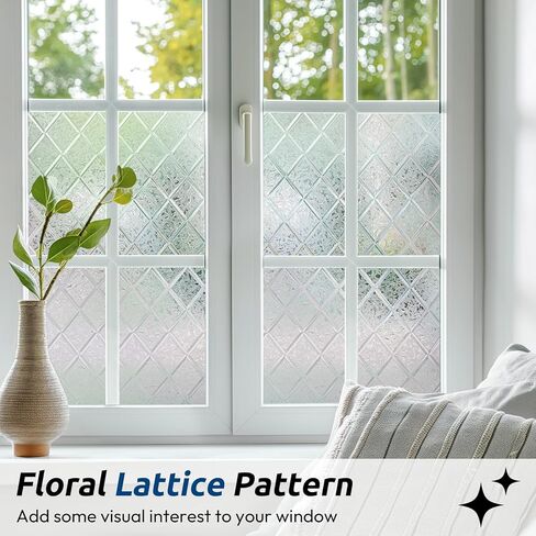 Rabbitgoo Window Privacy Film، ديكور الخصوصية نافذة الفيلم حجب الشمس، زجاج بلوري تتشبث لباب المنزل، ملصق لاصق ثابت غير لاصق يغطي مانع الحرارة، شفاف، 17.5 بوصة × 78.7 بوصة in Saudi Arabia