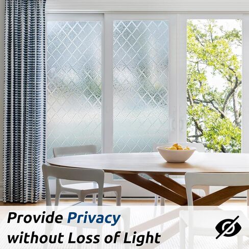 Rabbitgoo Window Privacy Film، ديكور الخصوصية نافذة الفيلم حجب الشمس، زجاج بلوري تتشبث لباب المنزل، ملصق لاصق ثابت غير لاصق يغطي مانع الحرارة، شفاف، 17.5 بوصة × 78.7 بوصة in Saudi Arabia