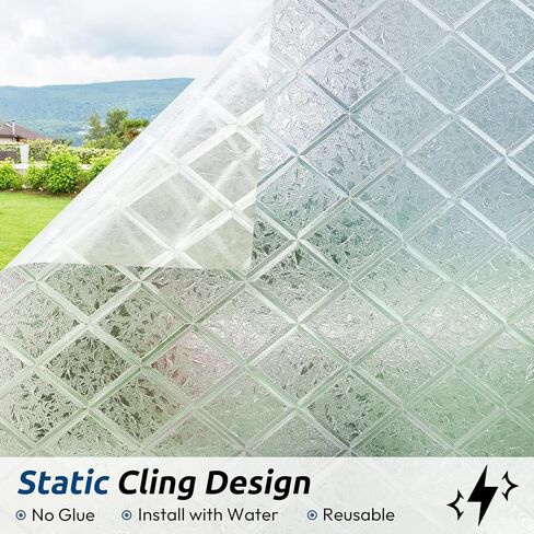 Rabbitgoo Window Privacy Film، ديكور الخصوصية نافذة الفيلم حجب الشمس، زجاج بلوري تتشبث لباب المنزل، ملصق لاصق ثابت غير لاصق يغطي مانع الحرارة، شفاف، 17.5 بوصة × 78.7 بوصة in Saudi Arabia