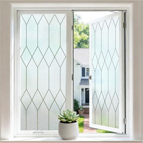 rabbitgoo Moroccan Pattern Decorative Static Cling Window Film – No Glue Removable Privacy Film, Anti-UV Heat Control, for Bathroom Home Office Glass Door, 17.5" x 78.7" in Saudi Arabia