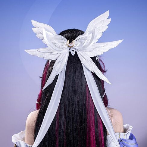 Columbina Cosplay Genshin Women Costumes White Purple Dress with Butterfly Headdress and Eye Mask for Halloween Party in Kuwait