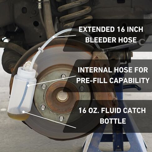 Brake Bleeder Kit - One-Way Check Valve, Magnet Mount, 16oz Catch Bottle, 16" Hose in Saudi Arabia