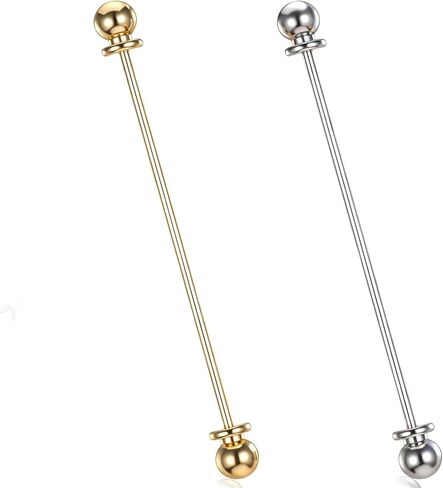 2 PCS Collar Pin & Bar Set Shirt Collar Pins Classic Collars Clips Tie Pins for Men Wedding & Business (Silver, Golden) in Saudi Arabia