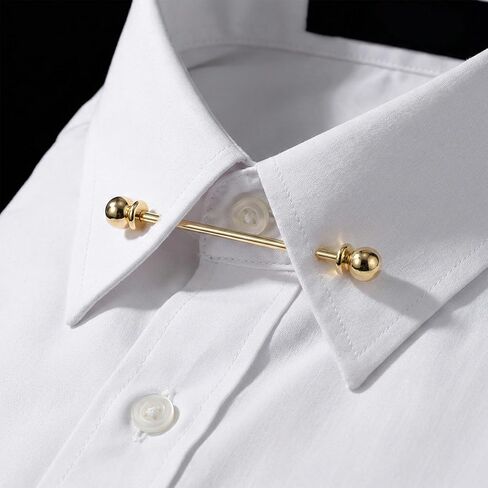 2 PCS Collar Pin & Bar Set Shirt Collar Pins Classic Collars Clips Tie Pins for Men Wedding & Business (Silver, Golden) in Saudi Arabia