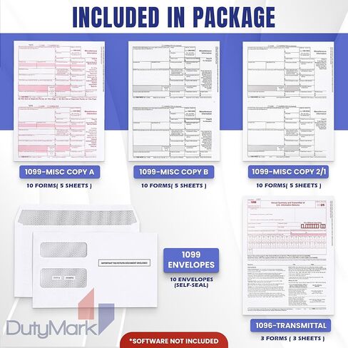1099 Misc Tax Form Set 2025 and Envelopes, Complete Laser Kit for 10 Vendors ~3-Part~ All 1099 Forms with Self-Seal Envelopes, 1099 Misc 2025 Compatible with QuickBooks and Accounting Software in Saudi Arabia