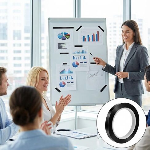 217 Feet Whiteboard Tape 1/2" White Board Tape Black Line Dry Erase Tapes Graphic Tapes Self Adhesive Artist Thin for Drafting Board Art Office Classroom Chart Line Grid Marking in Saudi Arabia