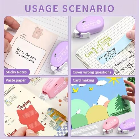 Double Sided Glue Tape Dispenser Instant Pull Activated Adhesive, 4 Rolls Portable for Scrapbooking Photo Mounting Crafting, 4PC in Saudi Arabia
