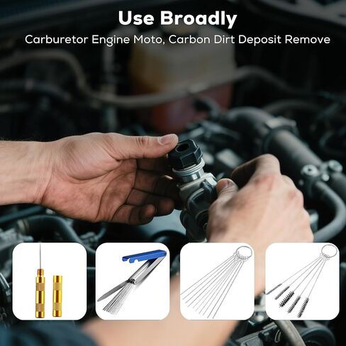16PCS Carburetor Cleaner Kit with Scraper - Includes Brushes, Needles, and Aluminum Case for Motorcycle Carb Maintenance in Saudi Arabia