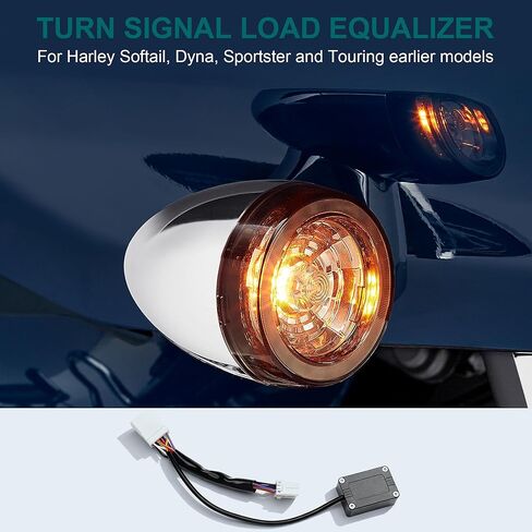 MoKitDora Load Equalizer Resistor Plug and Play Stabilizer Controller for Harley 1996-2013 Touring Electra Road Street Glide King Softail Dyna Sportster يعمل على إصلاح مشكلات أضواء إشارة الانعطاف LED الوامضة in Kuwait