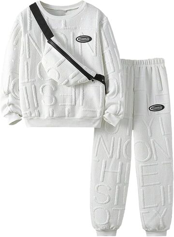 طقم بدلة رياضية للأولاد قطعتين كاجوال بأكمام طويلة وبلوفر وبنطلون رياضي مع حقيبة من 7 إلى 14 سنة in Kuwait