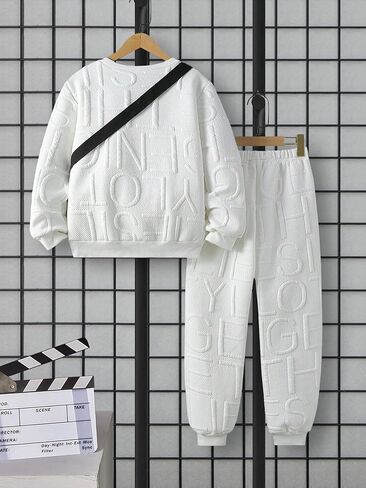 طقم بدلة رياضية للأولاد قطعتين كاجوال بأكمام طويلة وبلوفر وبنطلون رياضي مع حقيبة من 7 إلى 14 سنة in Kuwait