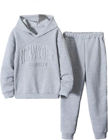 Boy's 2 Piece Sweat Suits Letter Print Hoodie Pullover and Elastic Waist Joggers Teen Fall Clothes in Saudi Arabia