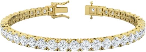 سوار التنس الماسي المعتمد من IGI 3.00-10.00 قيراط للنساء 14 قيراط من الذهب الأبيض الصلب مع إعداد شوكة وقفل أمان ومشبك دائري مقاس 7 بوصات (لون E-F، وضوح VS1-VS2) in Kuwait