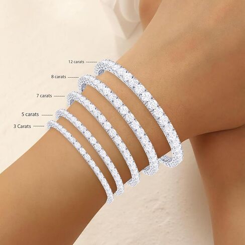 سوار التنس الماسي من هيوستن دايموند ديستريكت 3 إلى 50 قيراط كلاسيكي LAB GROWN Diamond Collection 4 Prong Ultra Premium (لون E-F، وضوح VS2-SI1) in Kuwait