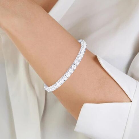 سوار التنس الماسي من هيوستن دايموند ديستريكت 3 إلى 50 قيراط كلاسيكي LAB GROWN Diamond Collection 4 Prong Ultra Premium (لون E-F، وضوح VS2-SI1) in Kuwait