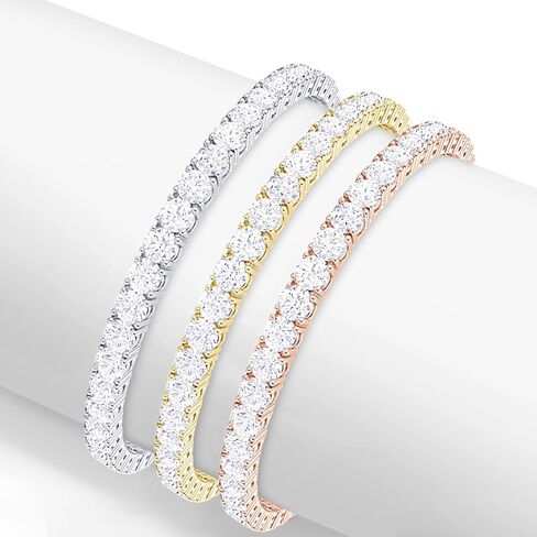 سوار التنس الماسي من هيوستن دايموند ديستريكت 3 إلى 50 قيراط كلاسيكي LAB GROWN Diamond Collection 4 Prong Ultra Premium (لون E-F، وضوح VS2-SI1) in Kuwait