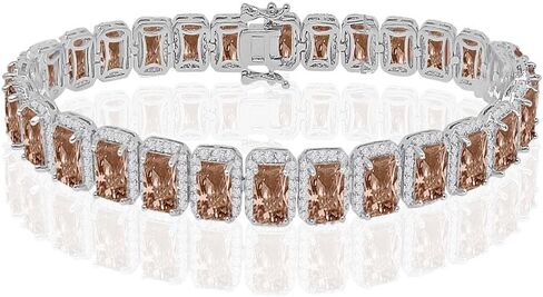 25+ جرام VVS1/D 6.65 قيراط. 14k الصلبة الذهب الأبيض المستعبدين مشع قص سوليتير مختبر مقلد الماس تنس رابط سوار 8 مللي متر للجنسين طبعة محدودة in Kuwait