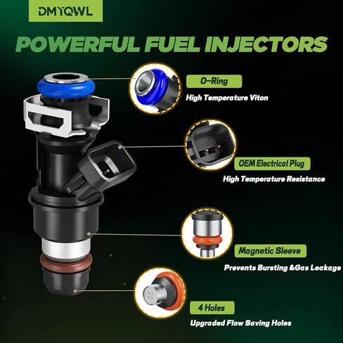 حاقن الوقود V8 4.8L/5.3L/6.0L متوافق مع تشيفي وجي إم سي - سيلفرادو 1500/2500(2001-2006)، سييرا 1500/2500(2000-2006)، تاهو (2000-2006)، يوكون (2001-2006)، استبدال #17113553، FJ315 (8 قطع) in Kuwait