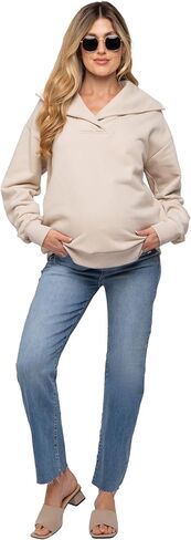 PinkBlush Light Raw Hem Straight Maternity Jeans in Saudi Arabia