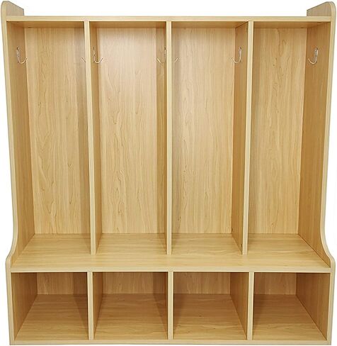FixtureDisplays® 4-Section Kids School Coat Locker 41 X 13 X 43" with Bench and Cubbies, Backpack and Cubby Storage Organizer with Hooks, MDF Wood Locker for Daycares, Classrooms‘ Homes 10059-NPF in Saudi Arabia