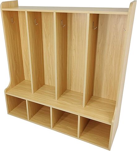 FixtureDisplays® 4-Section Kids School Coat Locker 41 X 13 X 43" with Bench and Cubbies, Backpack and Cubby Storage Organizer with Hooks, MDF Wood Locker for Daycares, Classrooms‘ Homes 10059-NPF in Saudi Arabia