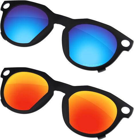 مشابك مستقطبة للجنسين لـ Oakley Meta HSTN OW8002 51 ملم، تحمي عينيك - إطار أسود - أزرق ثلجي وبرتقالي أحمر in Saudi Arabia
