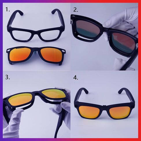 مشابك مستقطبة للجنسين لـ Oakley Meta HSTN OW8002 51 ملم، تحمي عينيك - إطار أسود - أزرق ثلجي وبرتقالي أحمر in Saudi Arabia