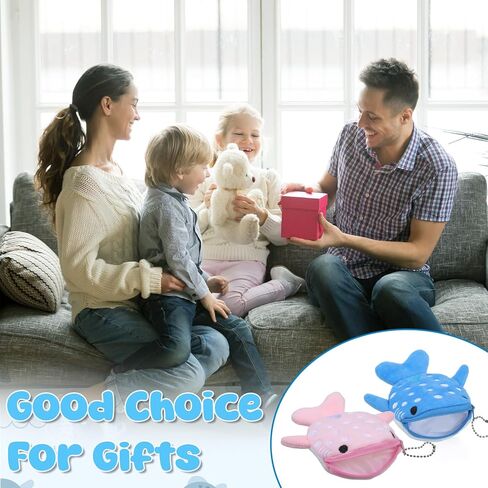 4Pcs Whale Shark Purse, Whale Coin Wallet, Cute Kawaii Wallet with Zipper Keychain for Cash and Coins (Yellow, Pink, Blue, Gray) in Saudi Arabia