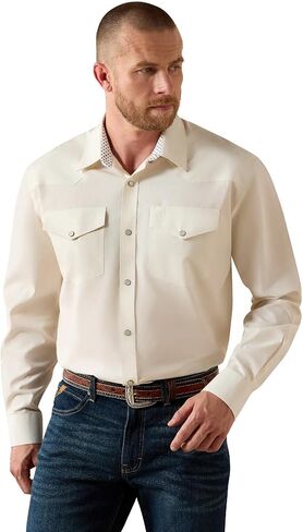 ARIAT Mens Wrinkle Free Pinpoint Oxford Classic Fit Snap Shirt in Saudi Arabia