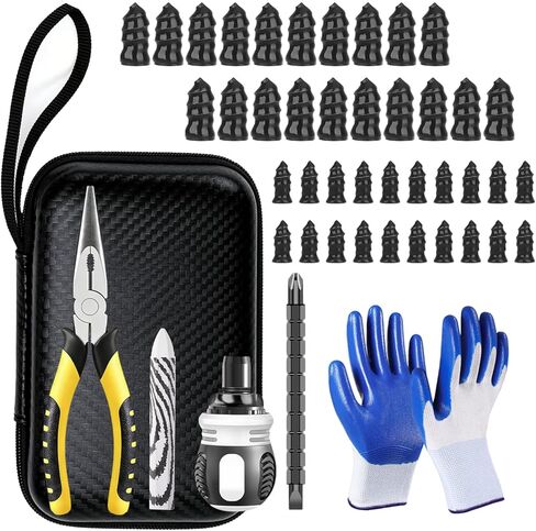 Tire Screw Plug Repair kit - No Need to Remove The tire, tire sidewall Repair kit, Patch Plug Tool and Portable Storage Bag - Quick Flat tire Repair for Cars, Trucks, Motorcycles and SUV in Saudi Arabia