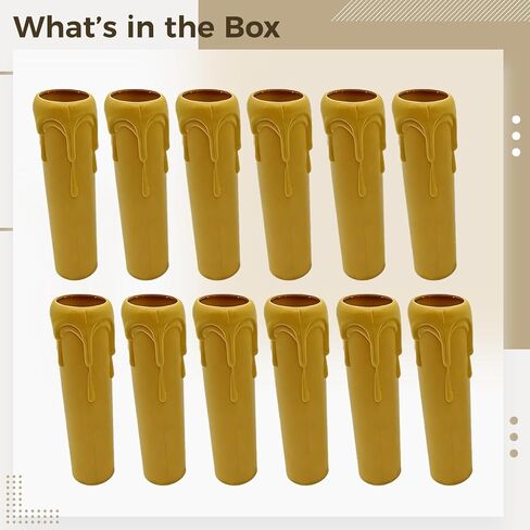 12 Pcs 100-Mm Yellow Drip Candle Covers for E14 Socket, Retro European Lamp Shade Replacements in Kuwait