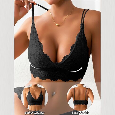 Sexy Bras for Women Lace Bralettes with Underwire Push Up Women's Balconette Lingeries Bra Spaghetti Strap Bras in Saudi Arabia